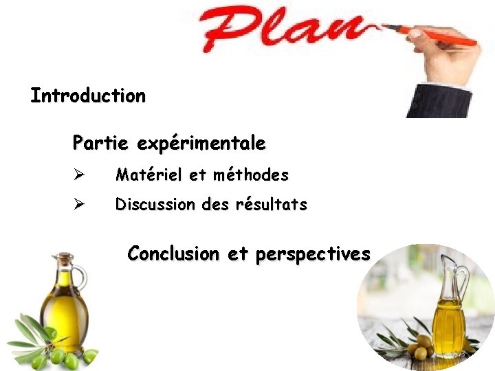 Introduction Partie expérimentale Ø Matériel et méthodes Ø Discussion des résultats Conclusion et perspectives