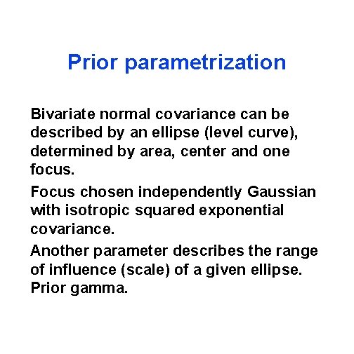 Prior parametrization Bivariate normal covariance can be described by an ellipse (level curve), determined
