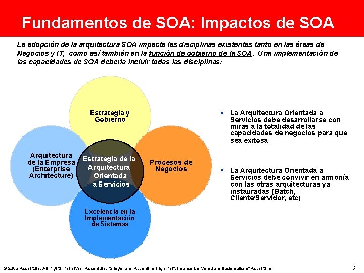 Fundamentos de SOA: Impactos de SOA La adopción de la arquitectura SOA impacta las