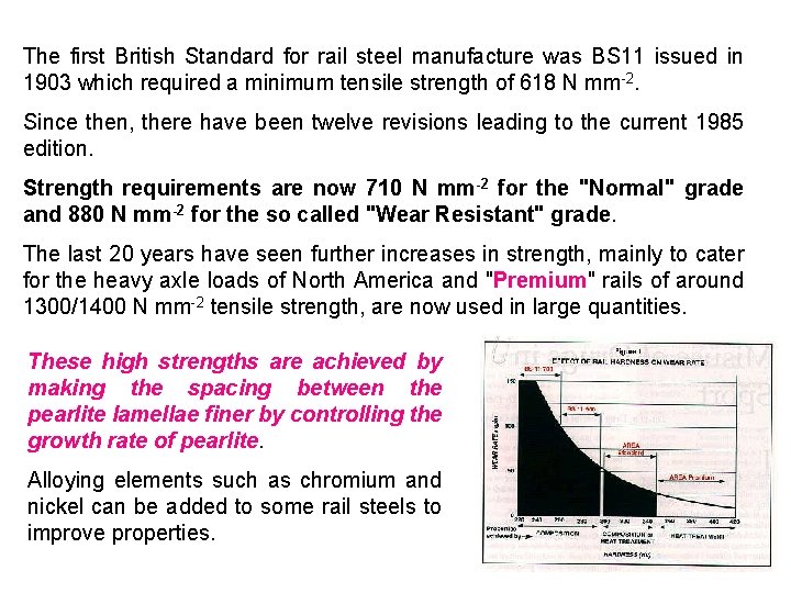 The first British Standard for rail steel manufacture was BS 11 issued in 1903