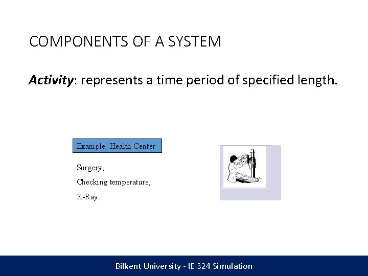 COMPONENTS OF A SYSTEM Activity: represents a time period of specified length. Example: Health