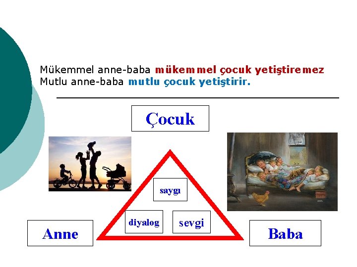 Mükemmel anne-baba mükemmel çocuk yetiştiremez Mutlu anne-baba mutlu çocuk yetiştirir. Çocuk saygı Anne diyalog