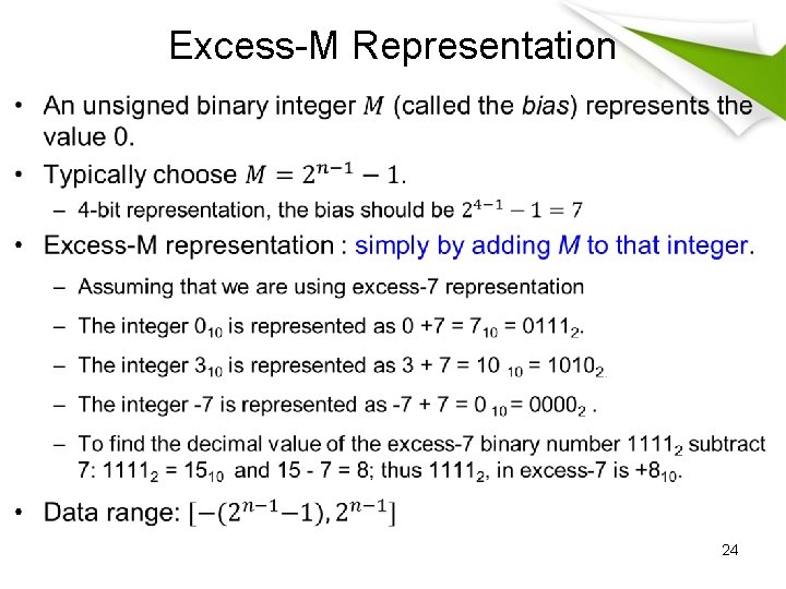 Excess-M Representation • 24 