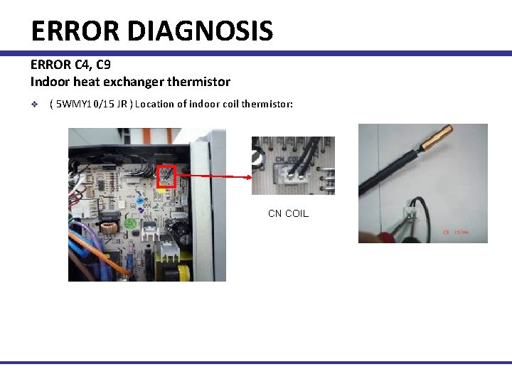 ERROR DIAGNOSIS ERROR C 4, C 9 Indoor heat exchanger thermistor v ( 5