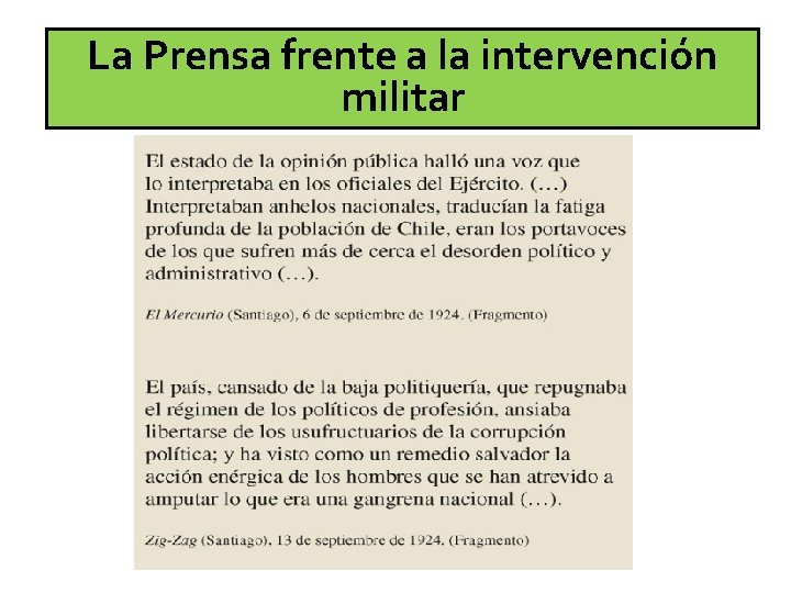 La Prensa frente a la intervención militar 