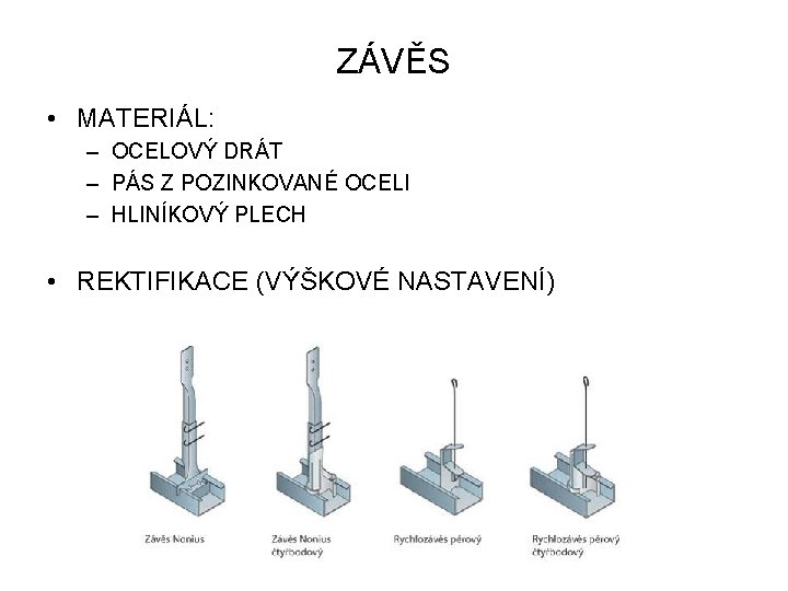 ZÁVĚS • MATERIÁL: – OCELOVÝ DRÁT – PÁS Z POZINKOVANÉ OCELI – HLINÍKOVÝ PLECH