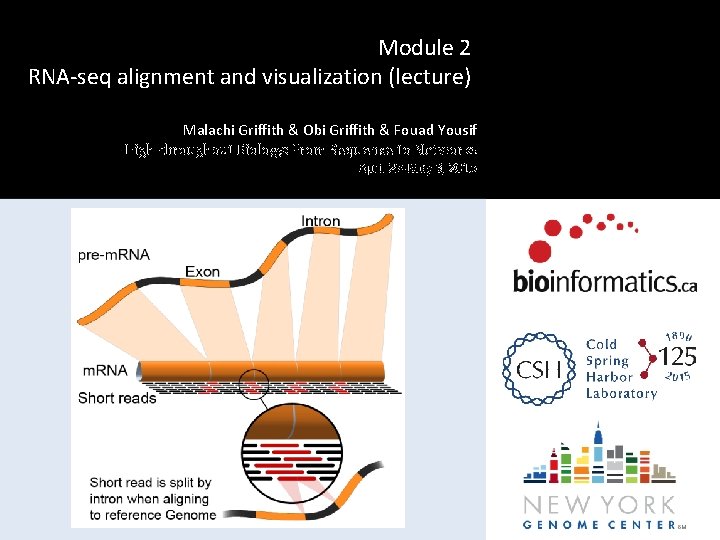 Module 2 RNA-seq alignment and visualization (lecture) Malachi Griffith & Obi Griffith & Fouad