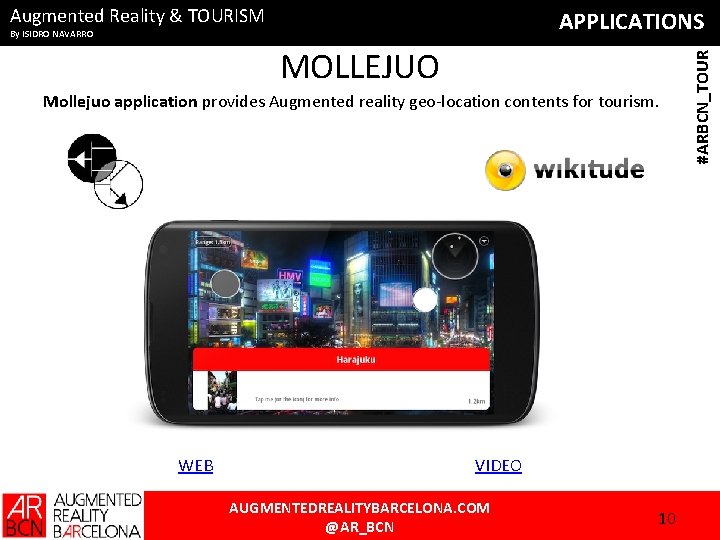 Augmented Reality & TOURISM MOLLEJUO Mollejuo application provides Augmented reality geo-location contents for tourism.