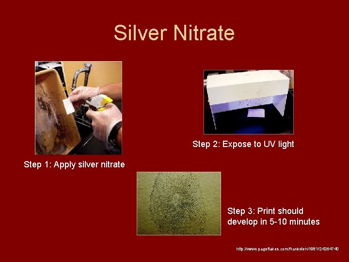 Silver Nitrate Step 2: Expose to UV light Step 1: Apply silver nitrate Step