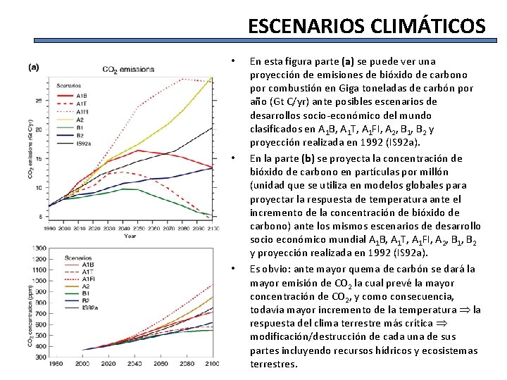 ESCENARIOS CLIMÁTICOS • • • En esta figura parte (a) se puede ver una