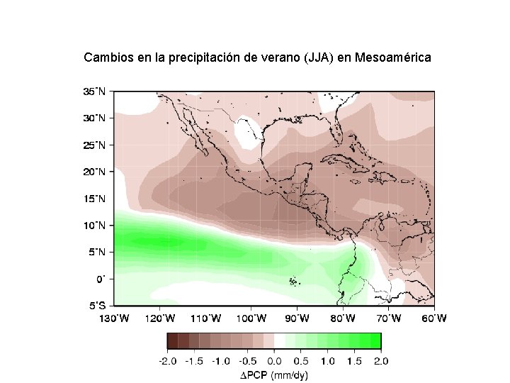 Cambios en la precipitación de verano (JJA) en Mesoamérica 