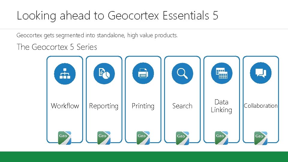 Looking ahead to Geocortex Essentials 5 Geocortex gets segmented into standalone, high value products. Looking ahead to Geocortex Essentials 5 Geocortex gets segmented into standalone, high value products.