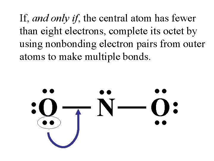 If, and only if, the central atom has fewer than eight electrons, complete its