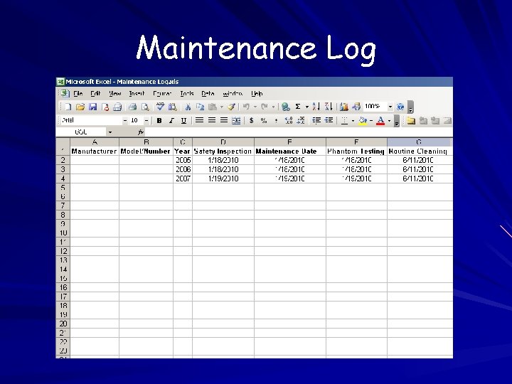 Maintenance Log 