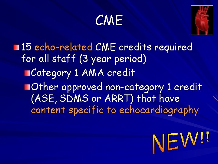 CME 15 echo-related CME credits required for all staff (3 year period) Category 1