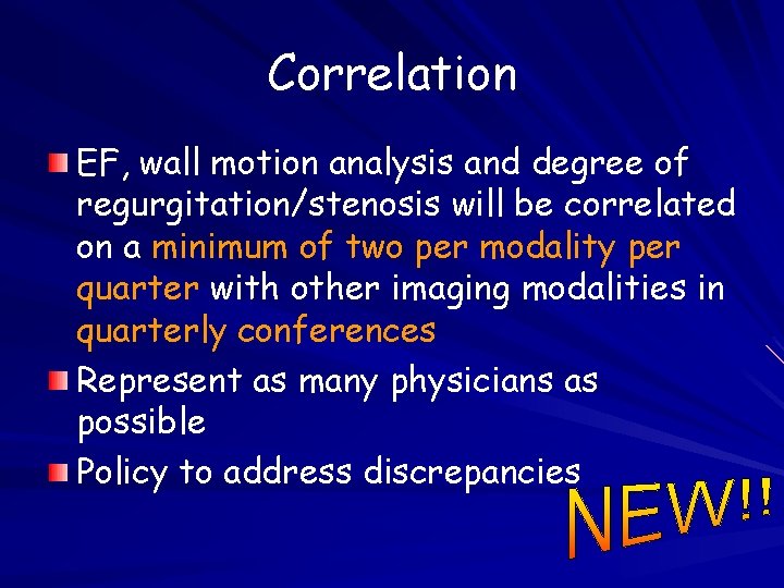 Correlation EF, wall motion analysis and degree of regurgitation/stenosis will be correlated on a