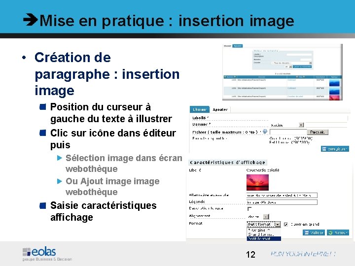 Mise en pratique : insertion image • Création de paragraphe : insertion image Position