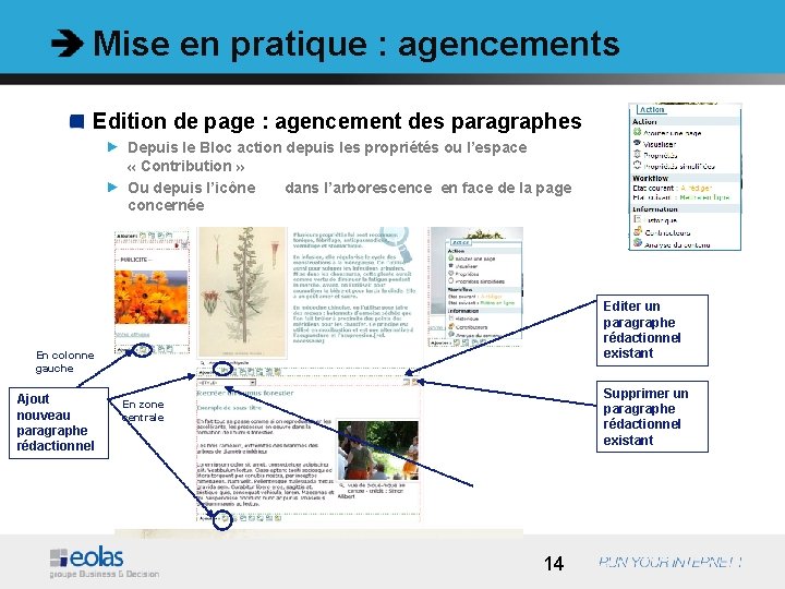 Mise en pratique : agencements Edition de page : agencement des paragraphes Depuis le