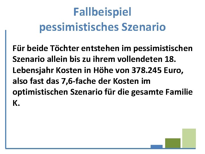 Fallbeispiel pessimistisches Szenario Für beide Töchter entstehen im pessimistischen Szenario allein bis zu ihrem