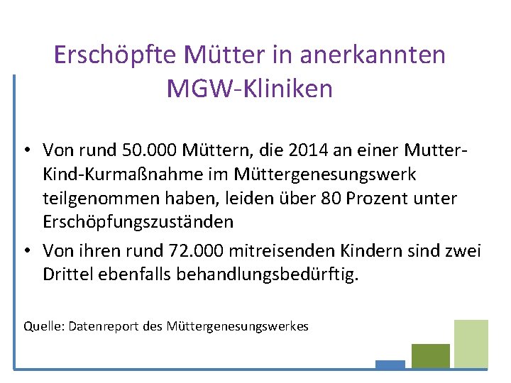 Erschöpfte Mütter in anerkannten MGW-Kliniken • Von rund 50. 000 Müttern, die 2014 an