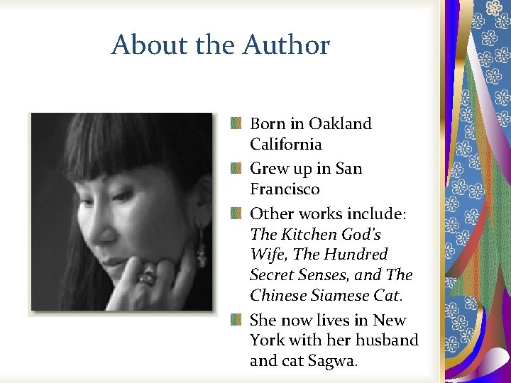 About the Author Born in Oakland California Grew up in San Francisco Other works