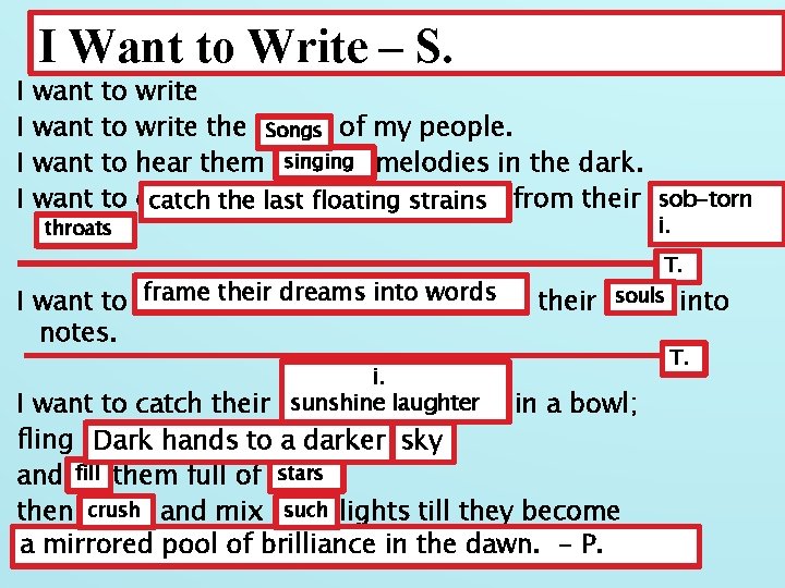 I I I Want to Write – S. want to write the songs Songs