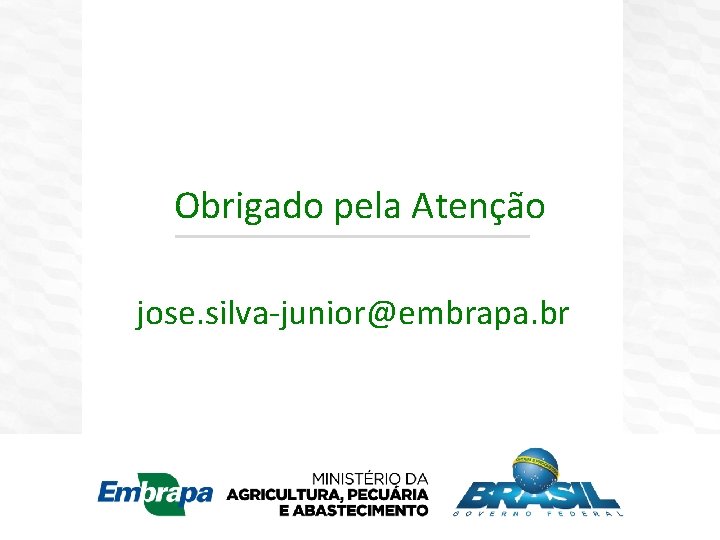 Obrigado pela Atenção jose. silva-junior@embrapa. br 