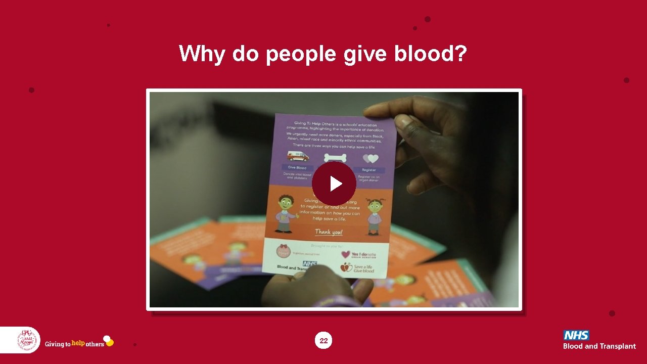 Why do people give blood? 22 