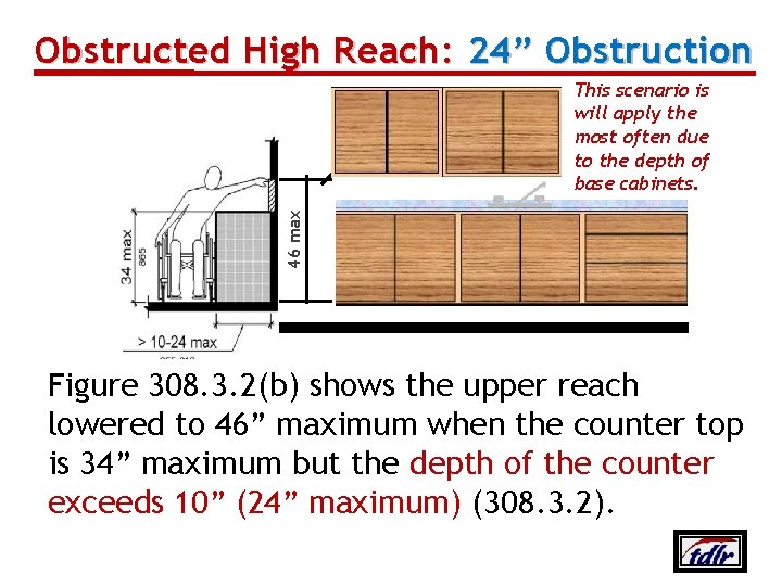 Obstructed High Reach: 24” Obstruction 46 max This scenario is will apply the most