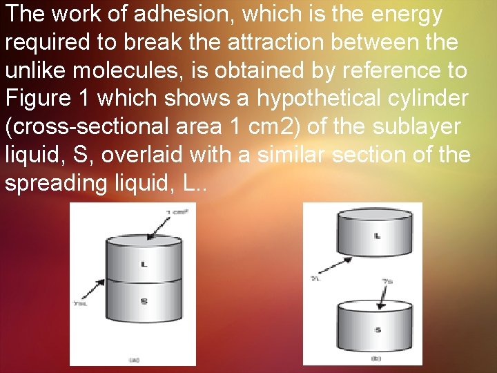 The work of adhesion, which is the energy required to break the attraction between