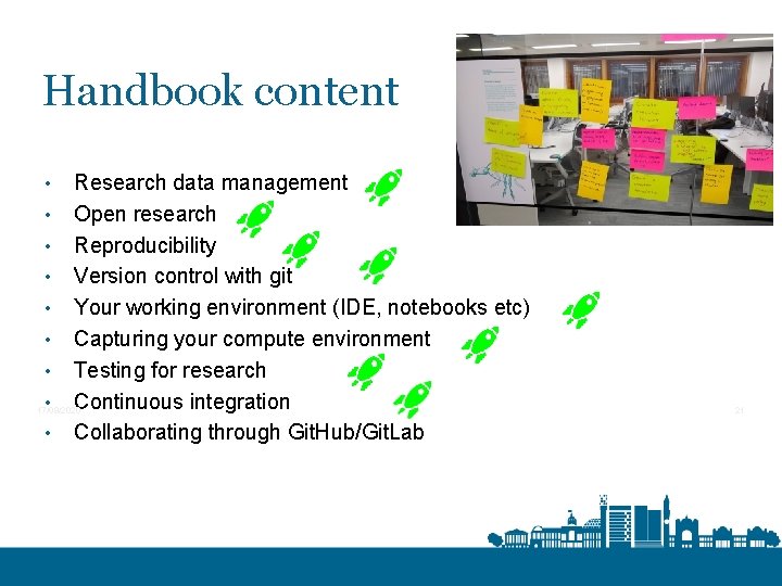 Handbook content • • Research data management Open research Reproducibility Version control with git