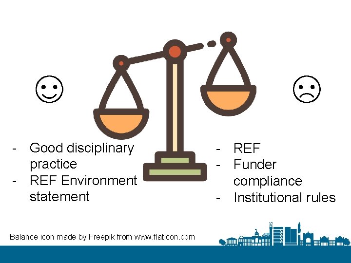 - Good disciplinary practice - REF Environment statement Balance icon made by Freepik from