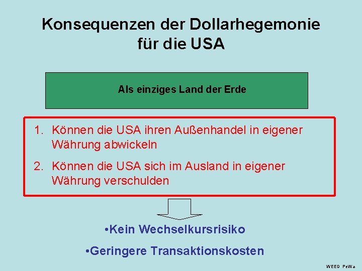 Konsequenzen der Dollarhegemonie für die USA Als einziges Land der Erde 1. Können die