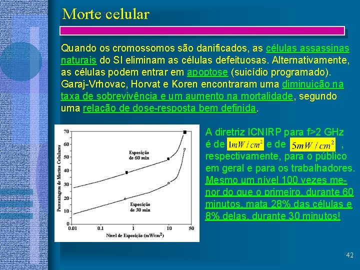 Morte celular Quando os cromossomos são danificados, as células assassinas naturais do SI eliminam