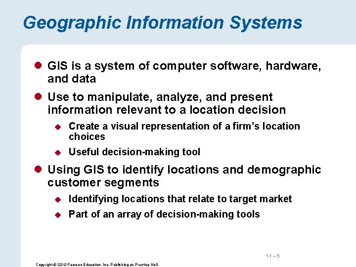 Geographic Information Systems l GIS is a system of computer software, hardware, and data