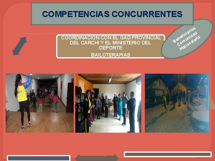 COMPETENCIAS CONCURRENTES COORDINACIÓN CON EL GAD PROVINCIAL DEL CARCHI Y EL MINISTERIO DEL DEPORTE