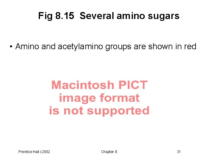 Fig 8. 15 Several amino sugars • Amino and acetylamino groups are shown in