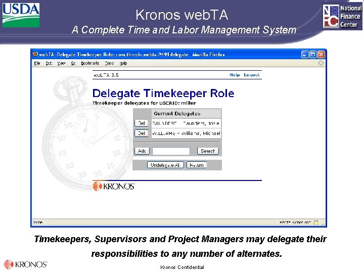 Kronos web. TA A Complete Time and Labor Management System Timekeepers, Supervisors and Project