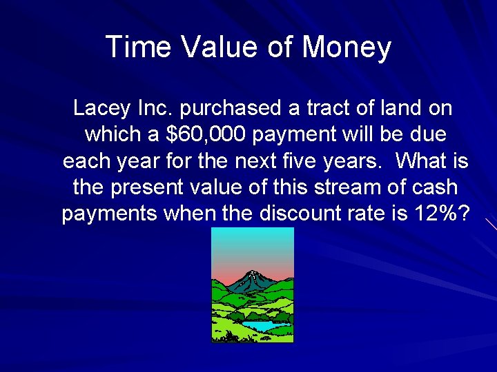 Time Value of Money Lacey Inc. purchased a tract of land on which a