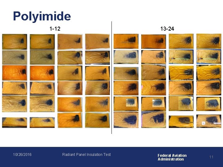 Polyimide 1 -12 10/26/2016 13 -24 Radiant Panel Insulation Test Federal Aviation Administration 11