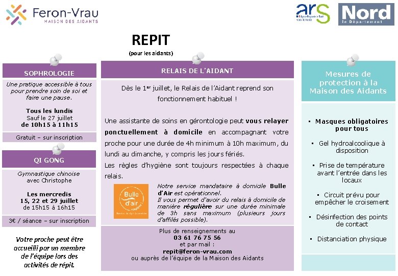 REPIT (pour les aidants) RELAIS DE L’AIDANT SOPHROLOGIE Une pratique accessible à tous pour