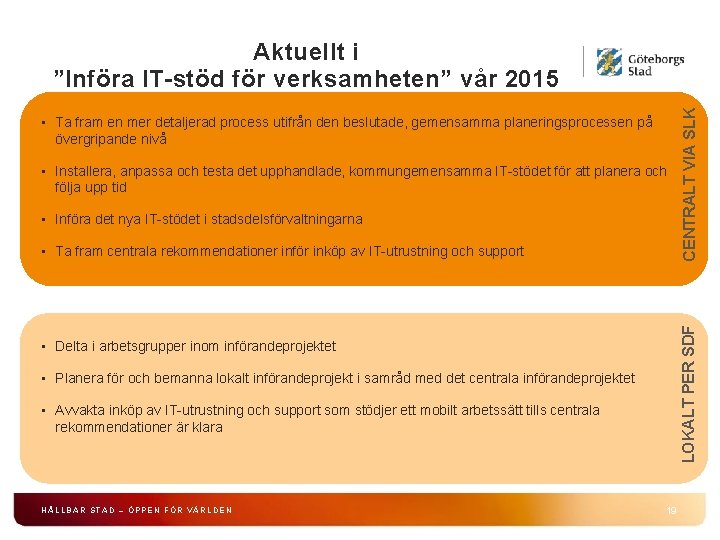  • Ta fram en mer detaljerad process utifrån den beslutade, gemensamma planeringsprocessen på