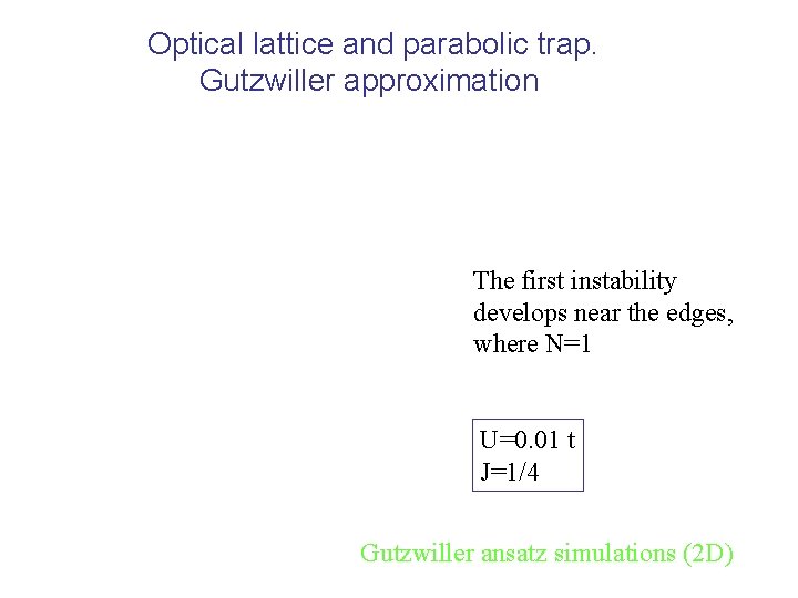 Optical lattice and parabolic trap. Gutzwiller approximation The first instability develops near the edges,