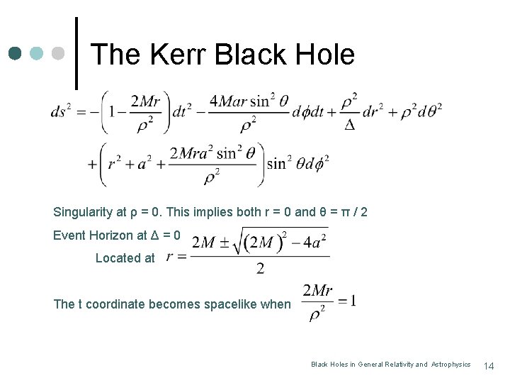 The Kerr Black Hole Singularity at ρ = 0. This implies both r =