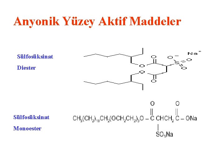 Anyonik Yüzey Aktif Maddeler Sülfosüksinat Diester Sülfosüksinat Monoester Anyonik Yüzey Aktif Maddeler Sülfosüksinat Diester Sülfosüksinat Monoester