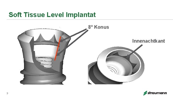 Soft Tissue Level Implantat 8° Konus Innenachtkant 3 