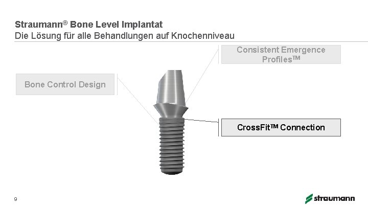 Straumann® Bone Level Implantat Die Lösung für alle Behandlungen auf Knochenniveau Consistent Emergence Profiles.