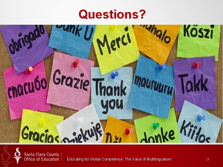 Questions? Educating for Global Competence: The Value of Multilingualism 24 