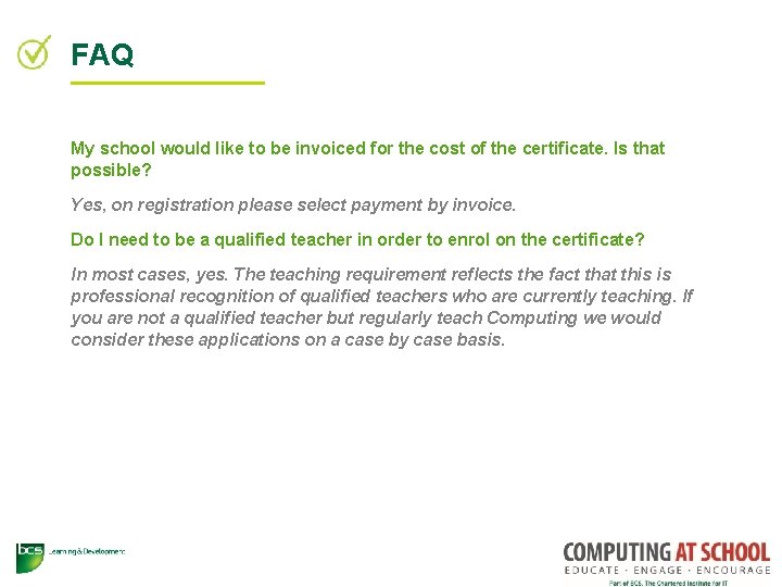 FAQ My school would like to be invoiced for the cost of the certificate.