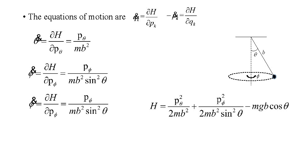  • The equations of motion are b q f 